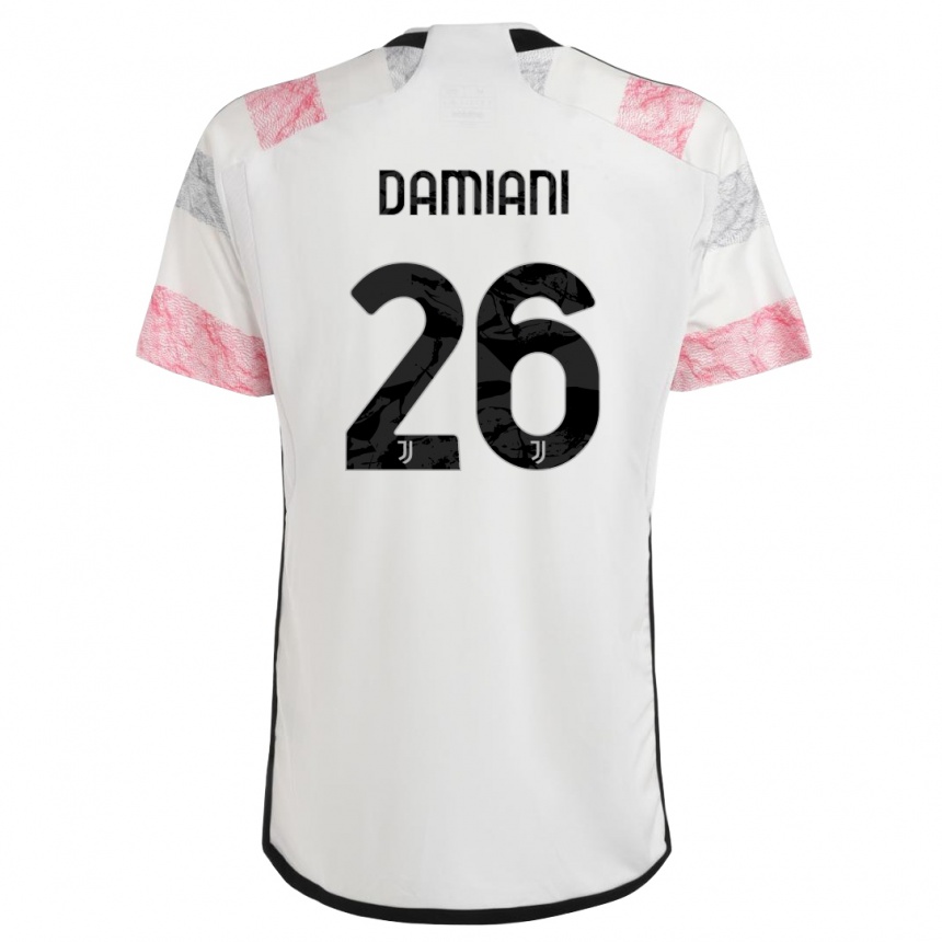 Vyrai Samuele Damiani #26 Balta Rožinė Išvykos Marškinėliai 2023/24 T-Shirt