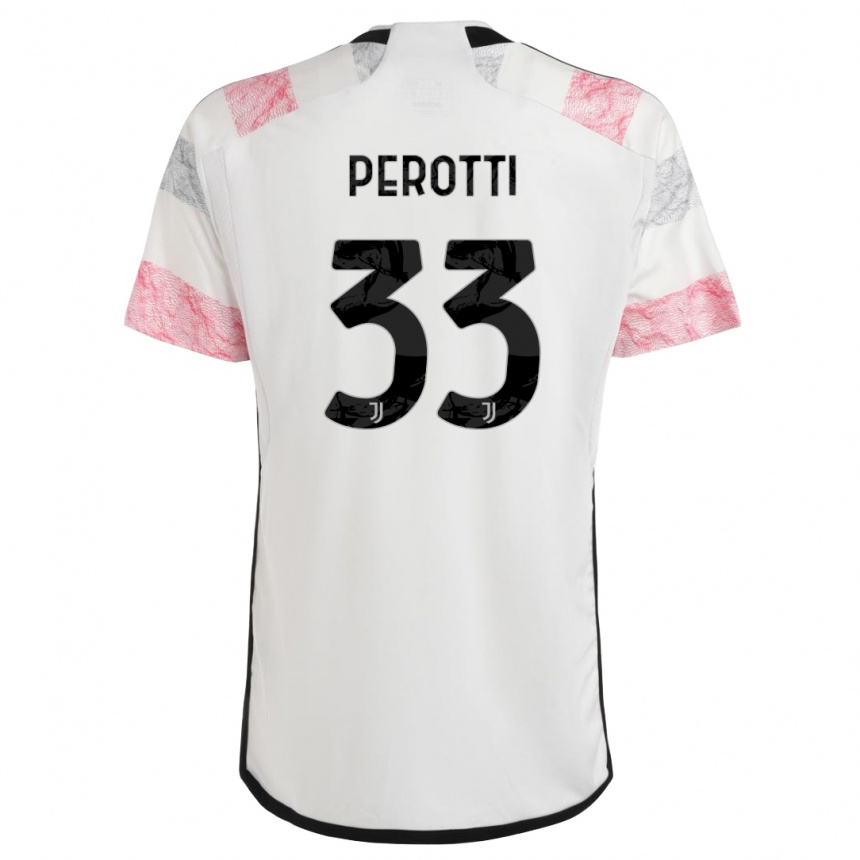 Vyrai Clemente Perotti #33 Balta Rožinė Išvykos Marškinėliai 2023/24 T-Shirt