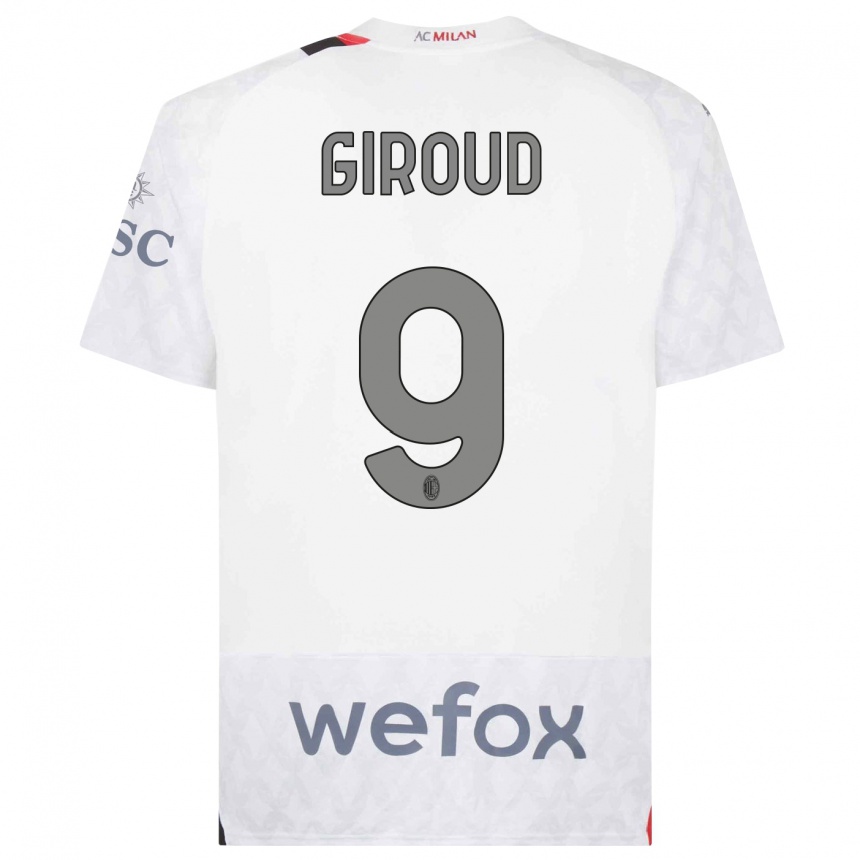 Vyrai Olivier Giroud #9 Baltas Išvykos Marškinėliai 2023/24 T-Shirt