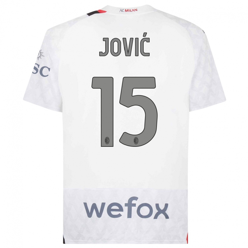 Vyrai Luka Jovic #15 Baltas Išvykos Marškinėliai 2023/24 T-Shirt