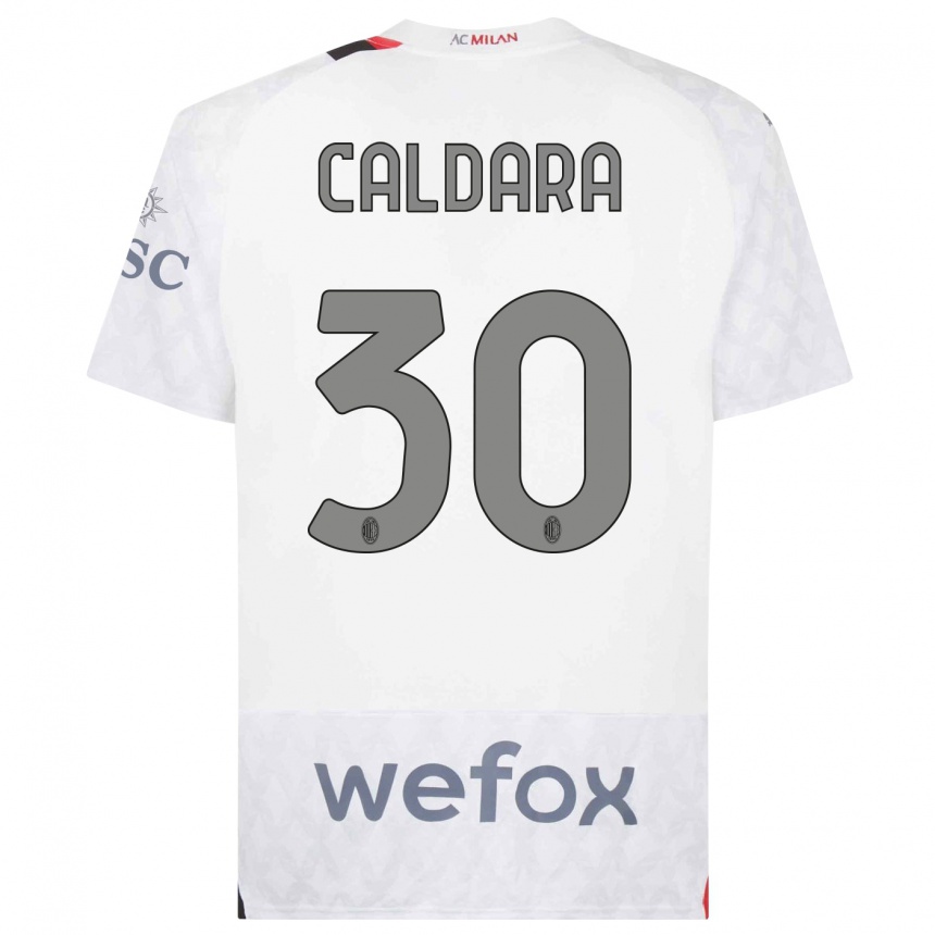 Vyrai Mattia Caldara #30 Baltas Išvykos Marškinėliai 2023/24 T-Shirt