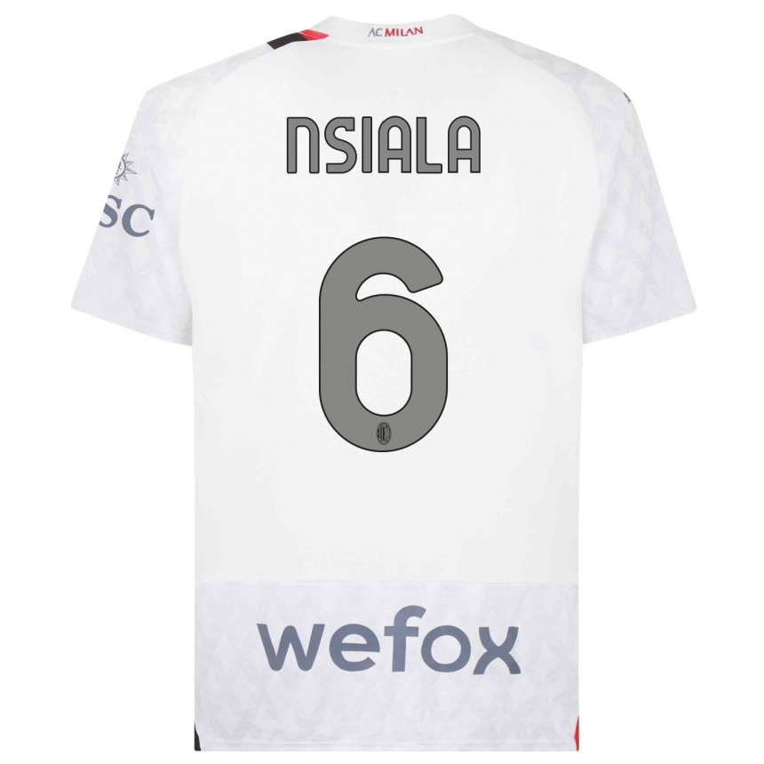 Vyrai Clinton Nsiala #6 Baltas Išvykos Marškinėliai 2023/24 T-Shirt