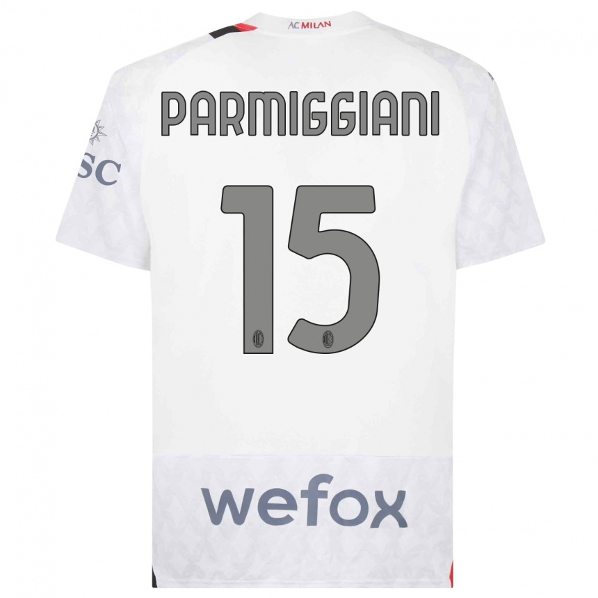 Vyrai Pietro Parmiggiani #15 Baltas Išvykos Marškinėliai 2023/24 T-Shirt