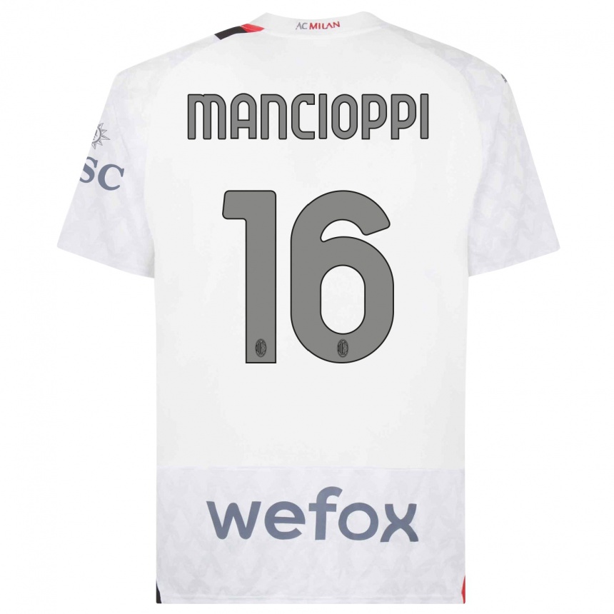 Vyrai Tommaso Mancioppi #16 Baltas Išvykos Marškinėliai 2023/24 T-Shirt