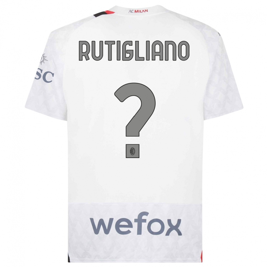 Vyrai Samuele Rutigliano #0 Baltas Išvykos Marškinėliai 2023/24 T-Shirt