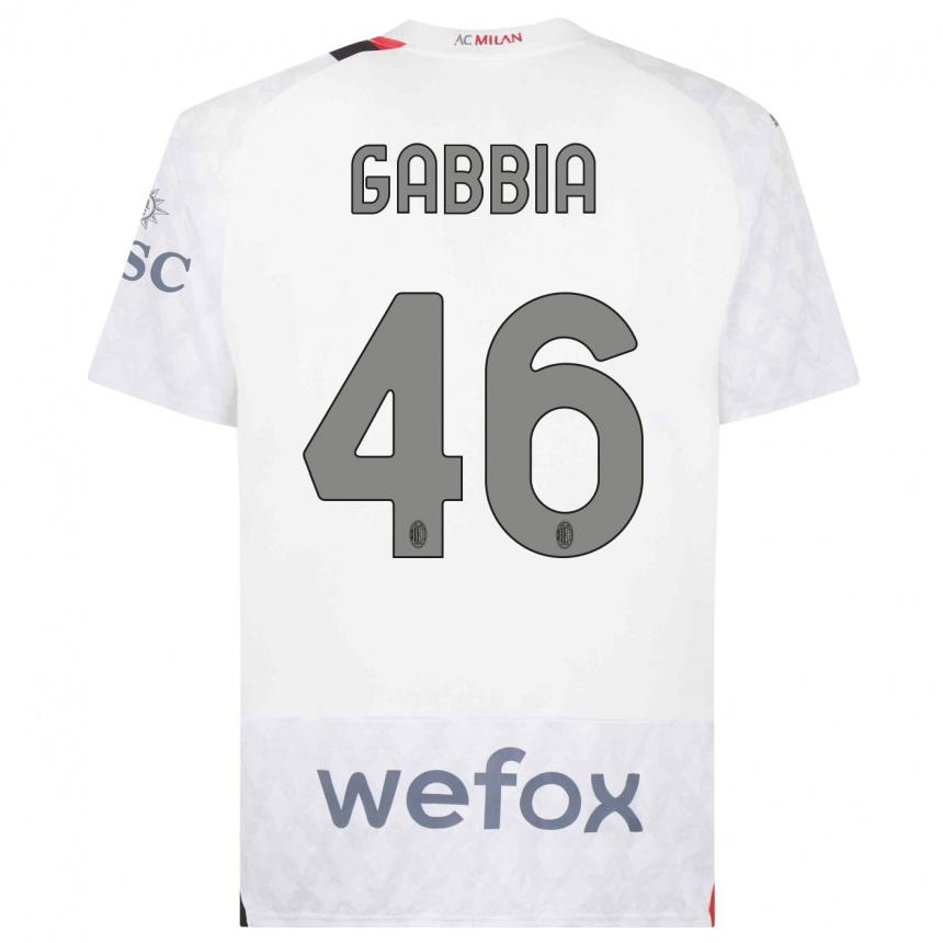 Vyrai Matteo Gabbia #46 Baltas Išvykos Marškinėliai 2023/24 T-Shirt