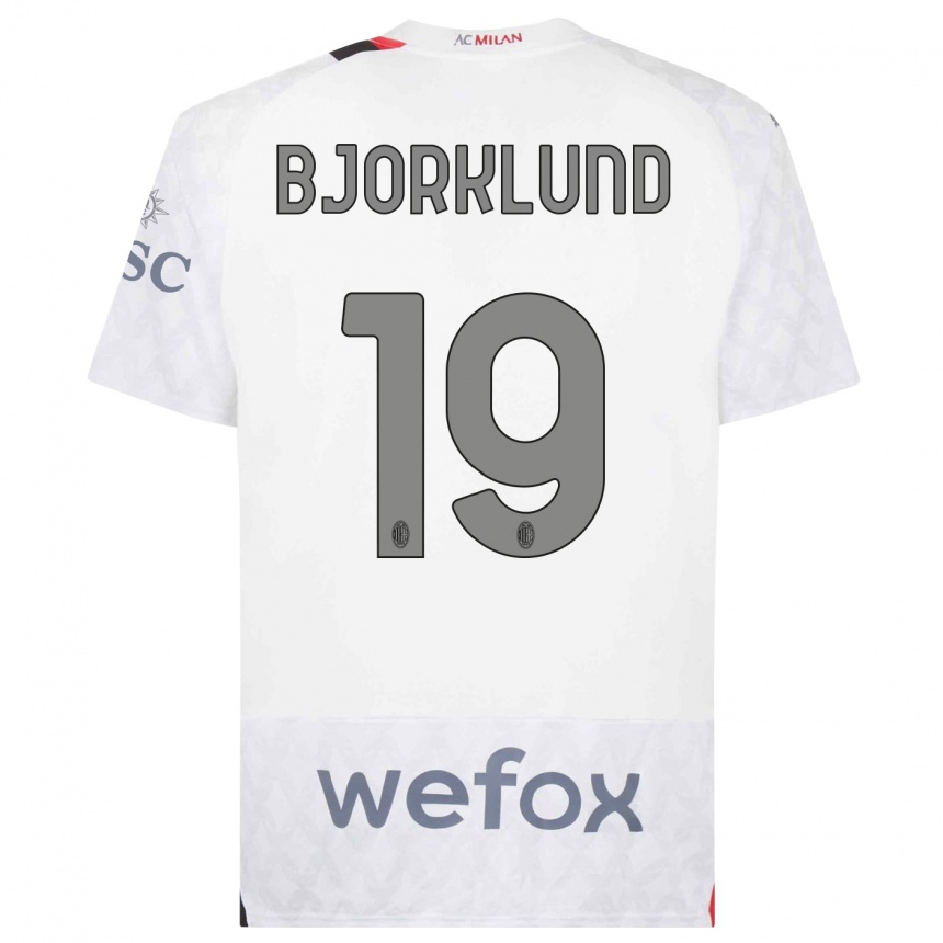 Vyrai Lukas Bjorklund #19 Baltas Išvykos Marškinėliai 2023/24 T-Shirt