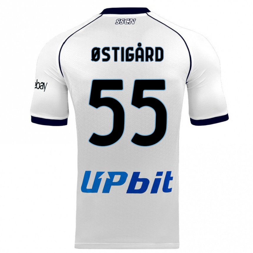 Vyrai Leo Ostigard #55 Baltas Išvykos Marškinėliai 2023/24 T-Shirt