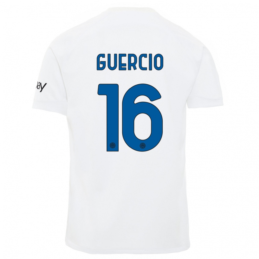 Vyrai Tommaso Guercio #16 Baltas Išvykos Marškinėliai 2023/24 T-Shirt