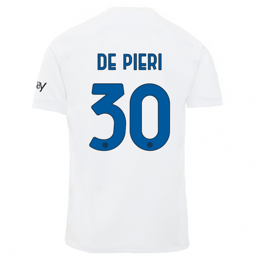 Vyrai Giacomo De Pieri #30 Baltas Išvykos Marškinėliai 2023/24 T-Shirt