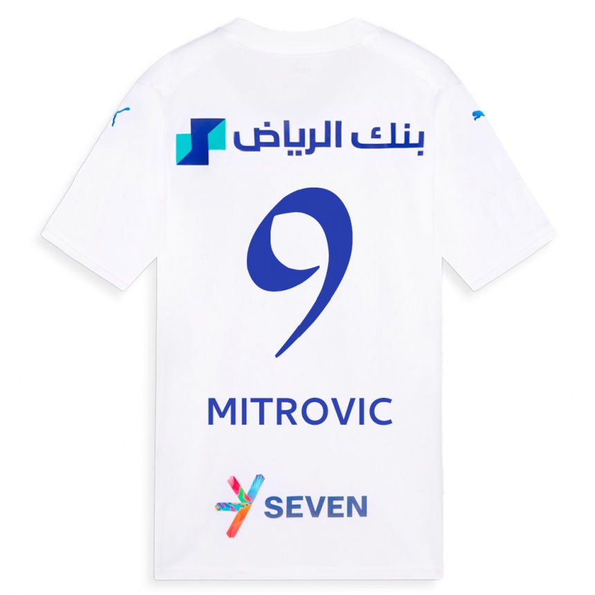 Vyrai Aleksandar Mitrovic #9 Baltas Išvykos Marškinėliai 2023/24 T-Shirt