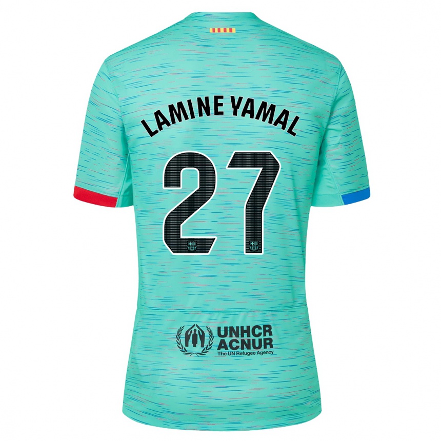 Vyrai Lamine Yamal #27 Šviesus Aqua Trečias Marškinėliai 2023/24 T-Shirt