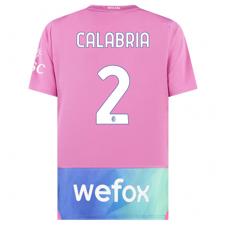 Vyrai Davide Calabria #2 Rožinė Violetinė Trečias Marškinėliai 2023/24 T-Shirt