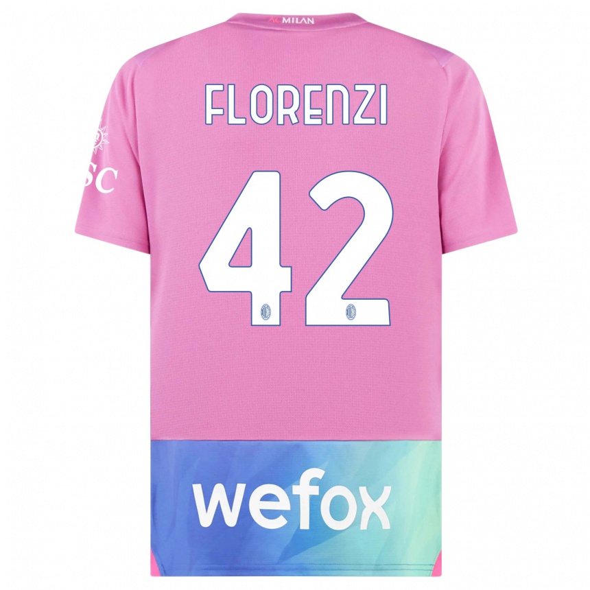 Vyrai Alessandro Florenzi #42 Rožinė Violetinė Trečias Marškinėliai 2023/24 T-Shirt