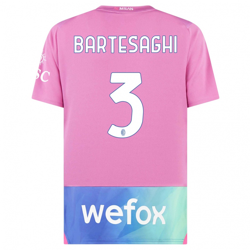 Vyrai Davide Bartesaghi #3 Rožinė Violetinė Trečias Marškinėliai 2023/24 T-Shirt