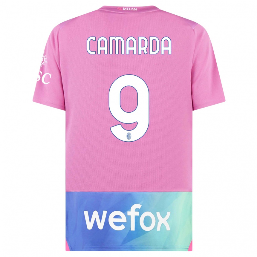 Vyrai Francesco Camarda #9 Rožinė Violetinė Trečias Marškinėliai 2023/24 T-Shirt