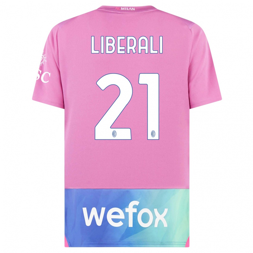 Vyrai Mattia Liberali #21 Rožinė Violetinė Trečias Marškinėliai 2023/24 T-Shirt