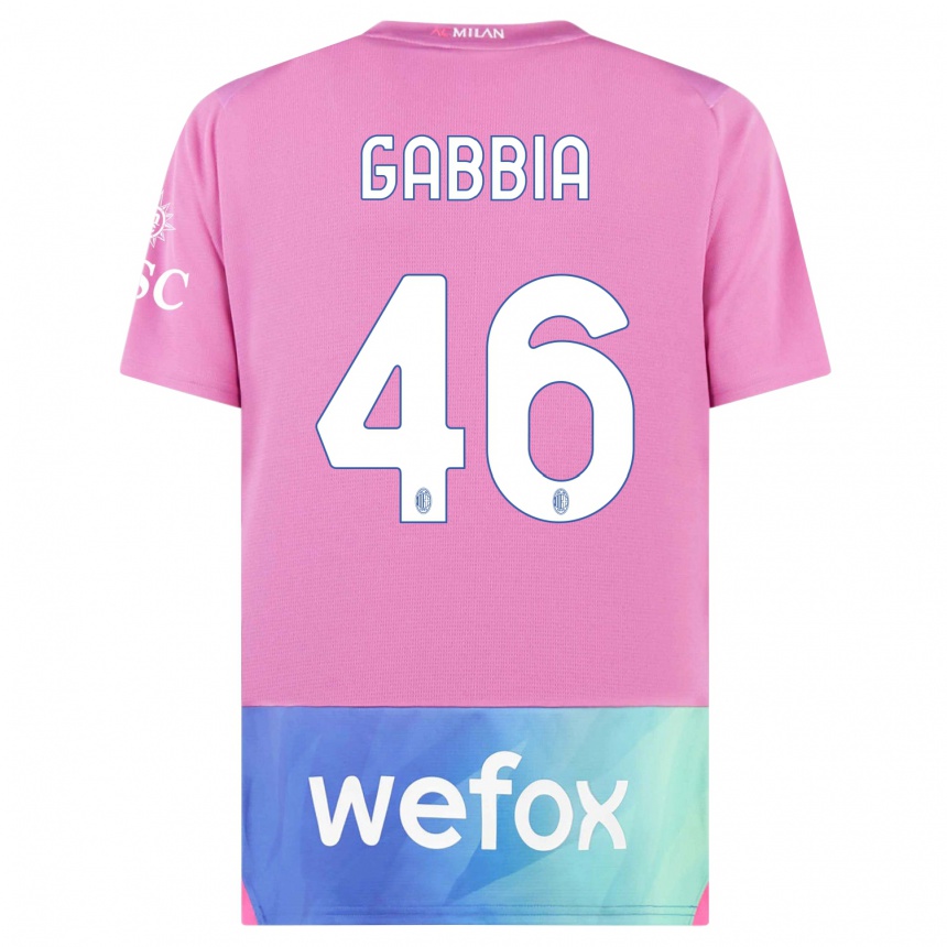 Vyrai Matteo Gabbia #46 Rožinė Violetinė Trečias Marškinėliai 2023/24 T-Shirt