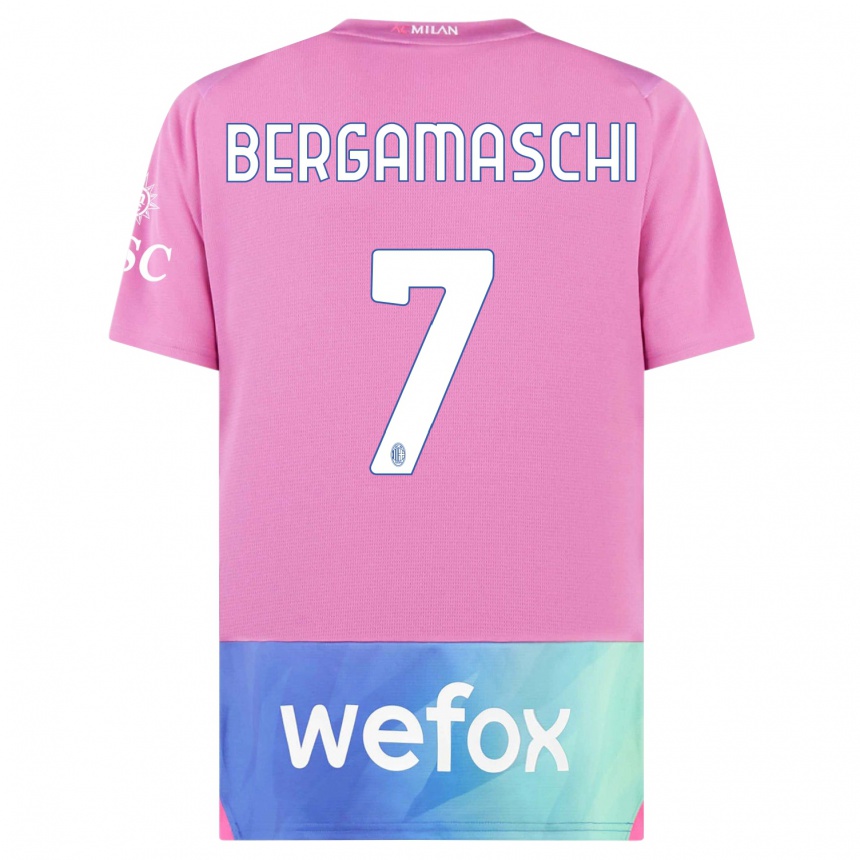 Vyrai Valentina Bergamaschi #7 Rožinė Violetinė Trečias Marškinėliai 2023/24 T-Shirt