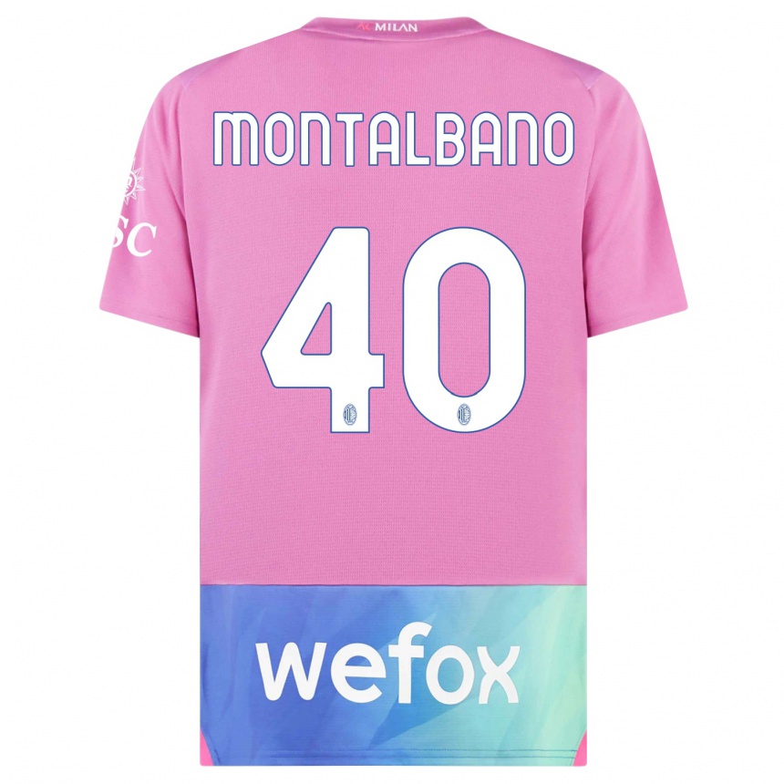 Vyrai Nicolo Montalbano #40 Rožinė Violetinė Trečias Marškinėliai 2023/24 T-Shirt