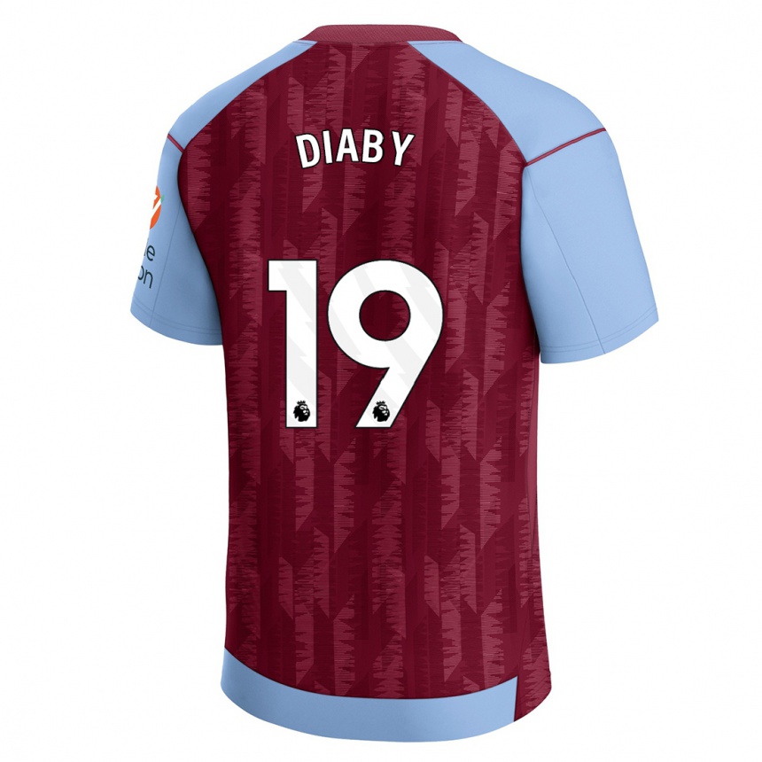 Moteriškas Moussa Diaby #19 Claret Blue Namų Marškinėliai 2023/24 T-Shirt