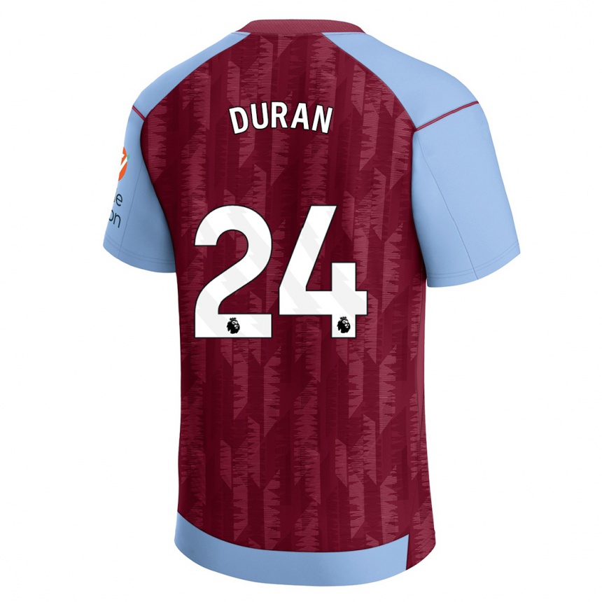 Moteriškas Jhon Durán #24 Claret Blue Namų Marškinėliai 2023/24 T-Shirt