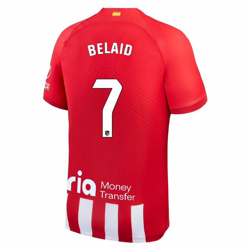 Moteriškas Rayane Belaid #7 Raudona Balta Namų Marškinėliai 2023/24 T-Shirt