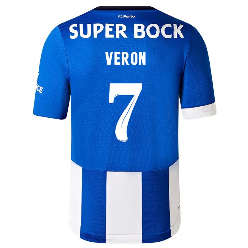 Moteriškas Gabriel Veron #7 Mėlyna Balta Namų Marškinėliai 2023/24 T-Shirt