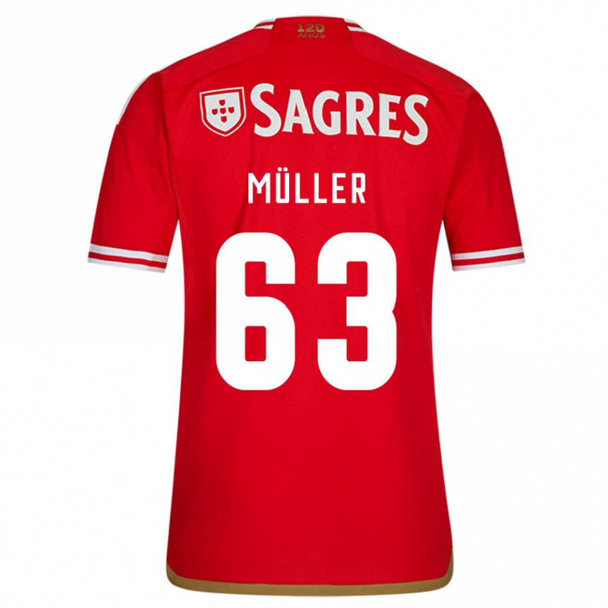 Moteriškas José Müller #63 Raudona Namų Marškinėliai 2023/24 T-Shirt