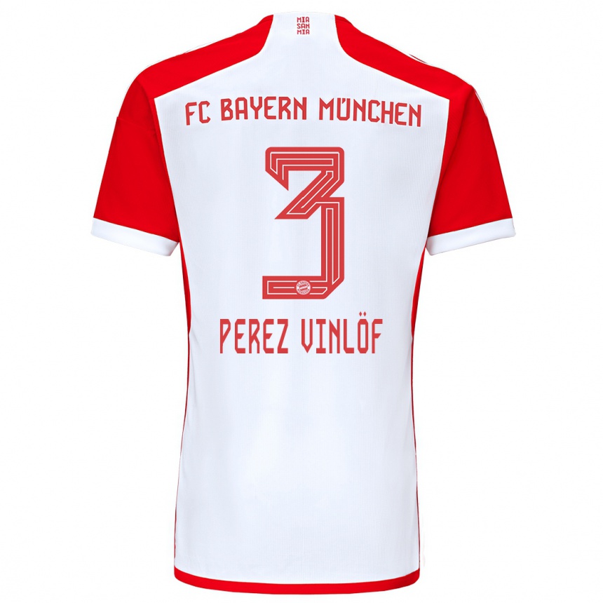 Moteriškas Matteo Perez Vinlöf #3 Raudona Balta Namų Marškinėliai 2023/24 T-Shirt