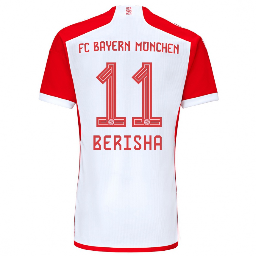 Moteriškas Dion Berisha #11 Raudona Balta Namų Marškinėliai 2023/24 T-Shirt