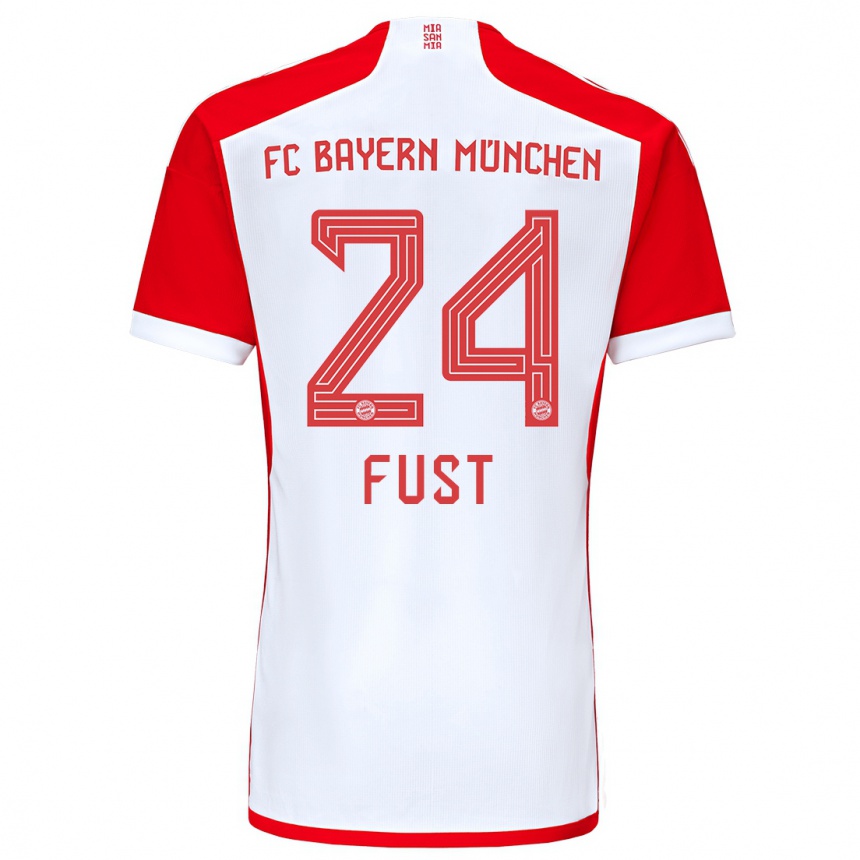 Moteriškas Leon Fust #24 Raudona Balta Namų Marškinėliai 2023/24 T-Shirt