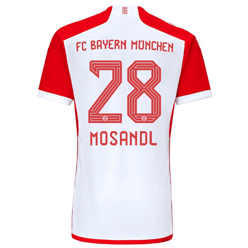 Moteriškas Moritz Mosandl #28 Raudona Balta Namų Marškinėliai 2023/24 T-Shirt