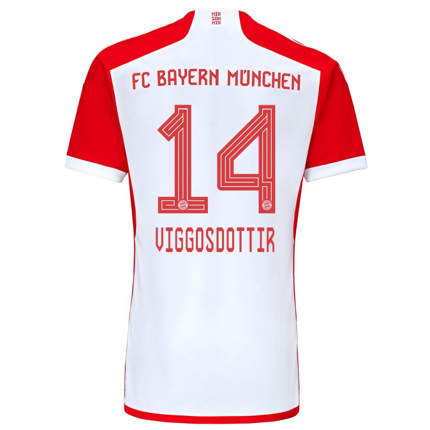 Moteriškas Glodis Perla Viggosdottir #14 Raudona Balta Namų Marškinėliai 2023/24 T-Shirt