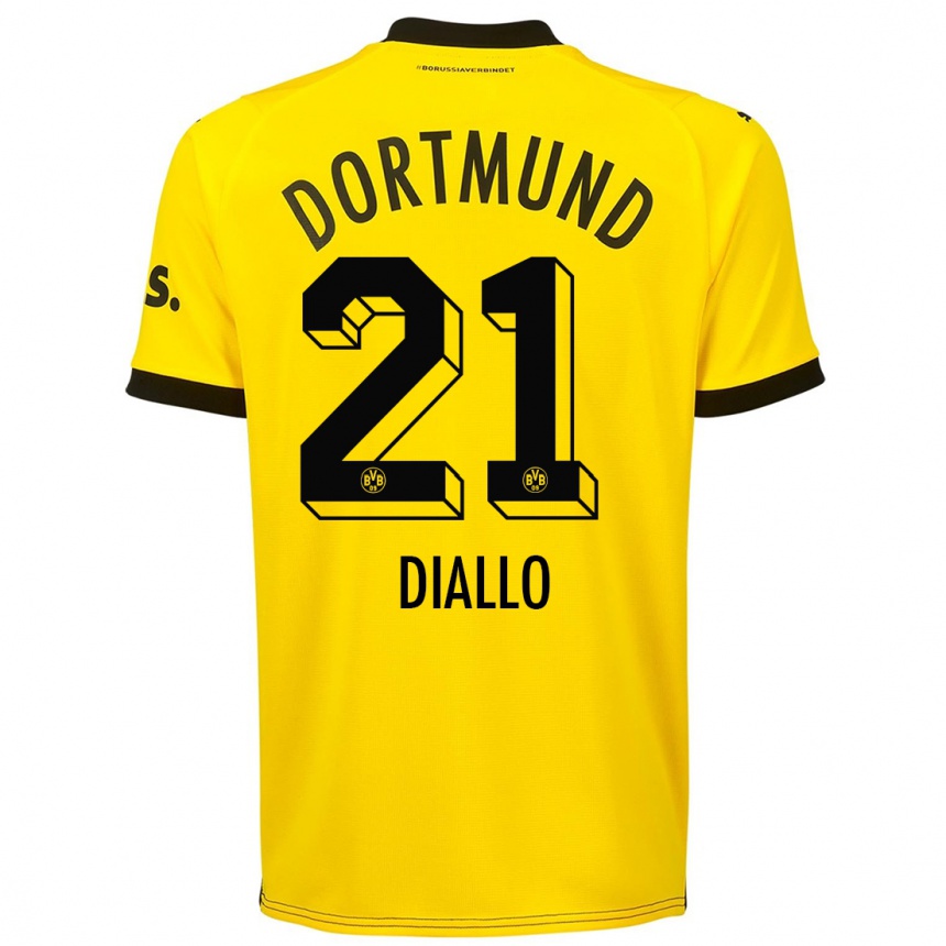 Moteriškas Ousmane Diallo #21 Geltona Namų Marškinėliai 2023/24 T-Shirt