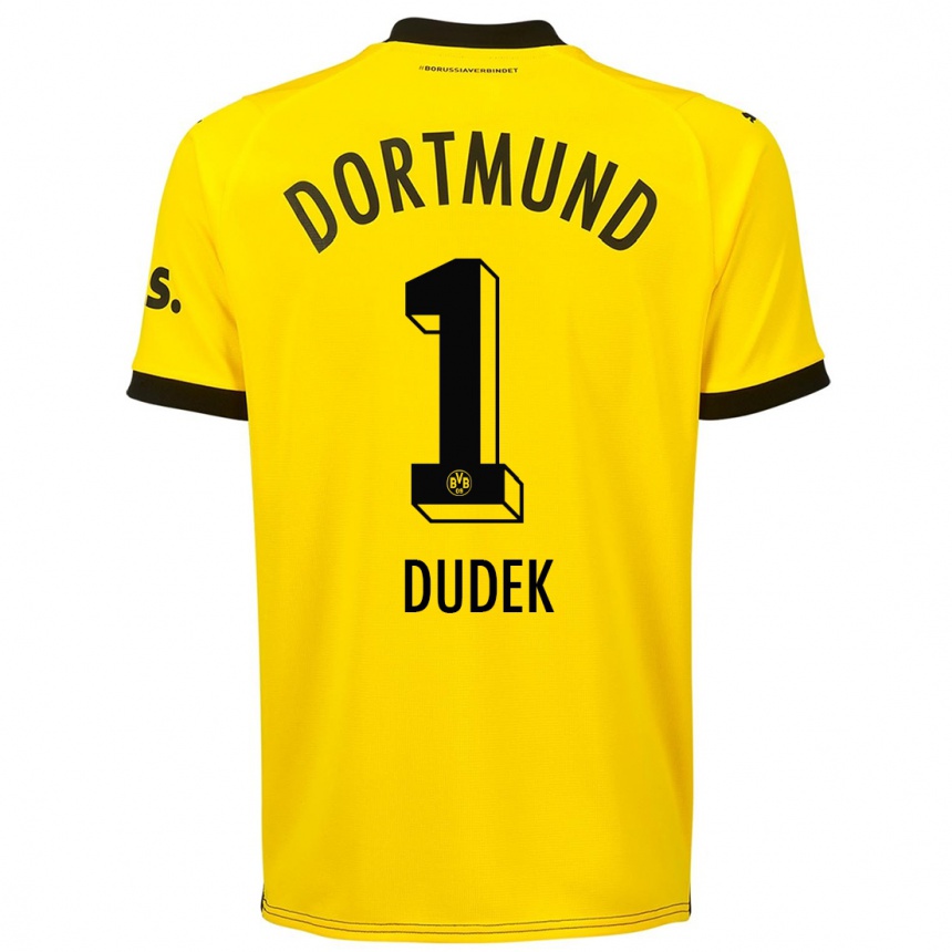 Moteriškas Daniel Dudek #1 Geltona Namų Marškinėliai 2023/24 T-Shirt