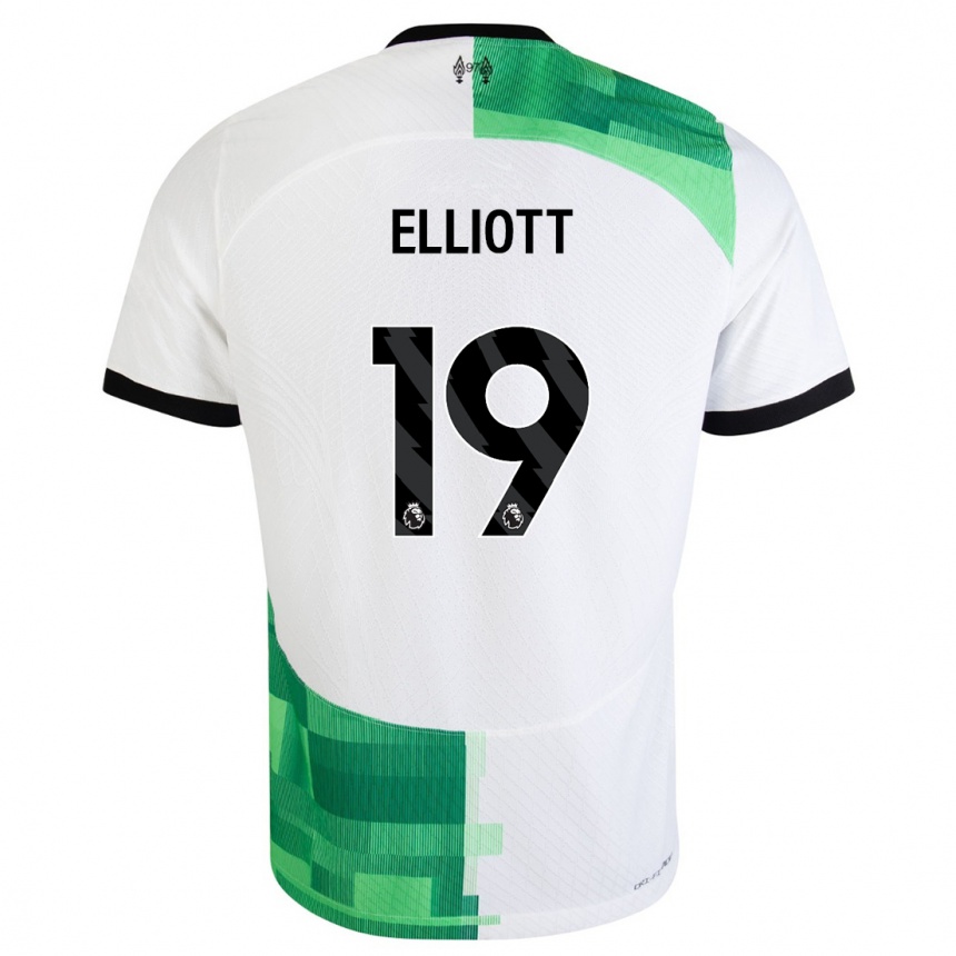 Moteriškas Harvey Elliott #19 Balta Žalia Išvykos Marškinėliai 2023/24 T-Shirt