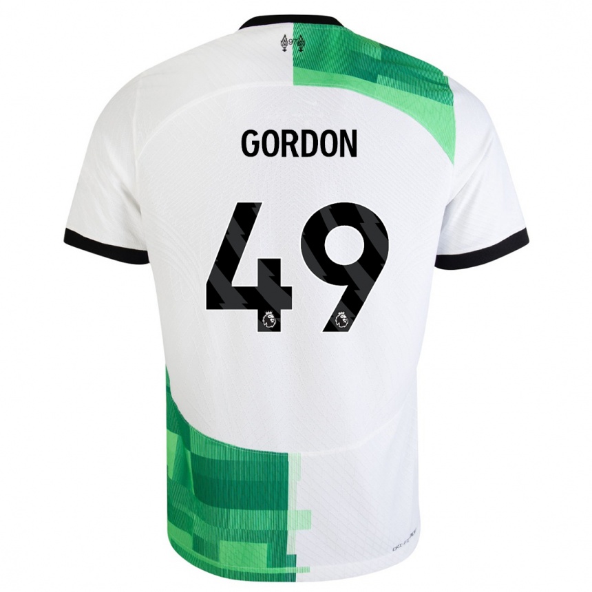 Moteriškas Kaide Gordon #49 Balta Žalia Išvykos Marškinėliai 2023/24 T-Shirt