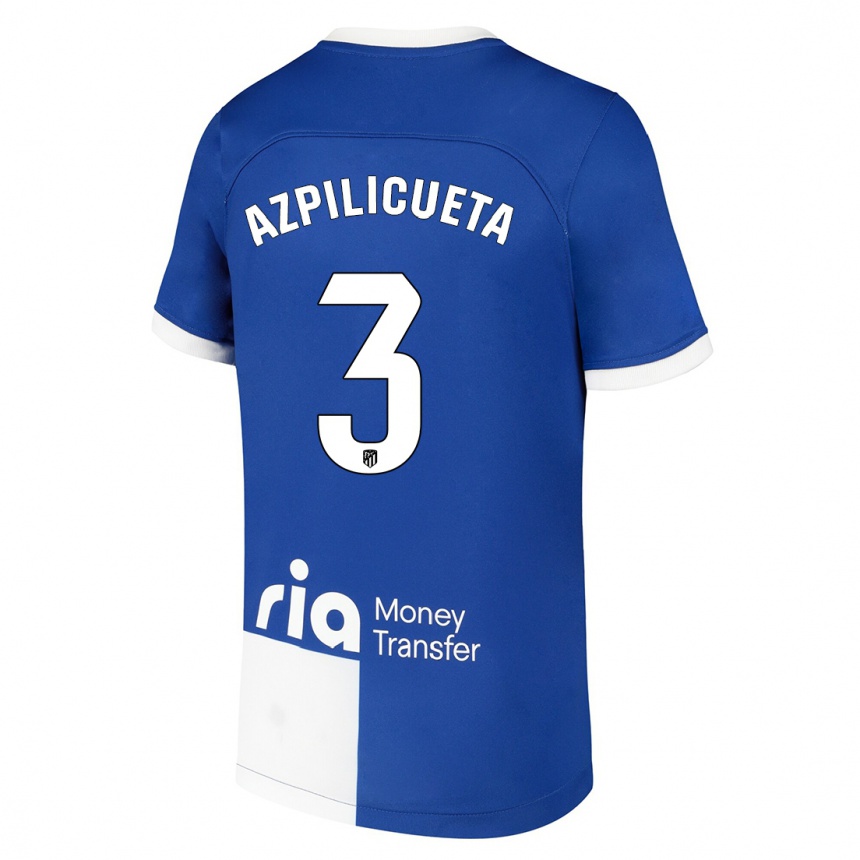 Moteriškas César Azpilicueta #3 Mėlyna Balta Išvykos Marškinėliai 2023/24 T-Shirt