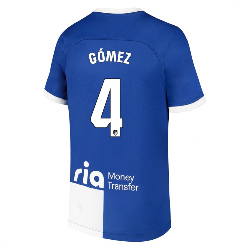 Moteriškas Mariano Gómez #4 Mėlyna Balta Išvykos Marškinėliai 2023/24 T-Shirt