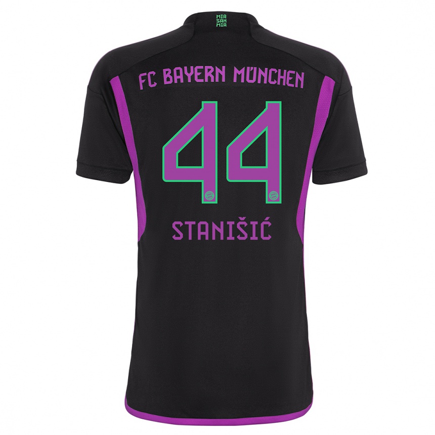 Moteriškas Josip Stanisic #44 Juoda Išvykos Marškinėliai 2023/24 T-Shirt