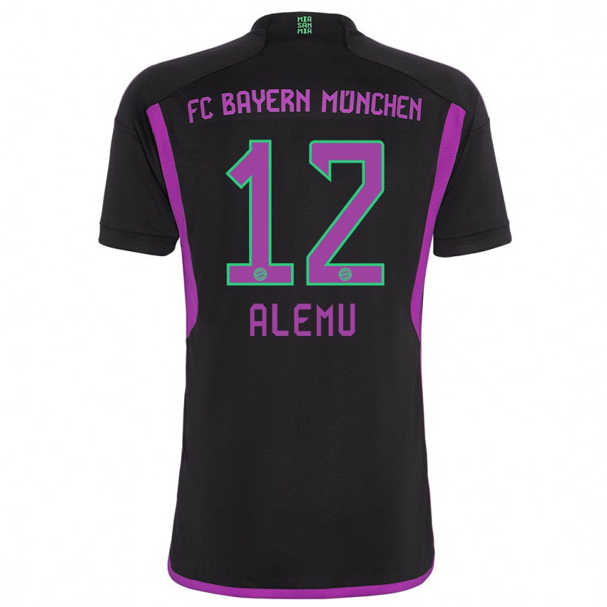 Moteriškas Liul Alemu #12 Juoda Išvykos Marškinėliai 2023/24 T-Shirt