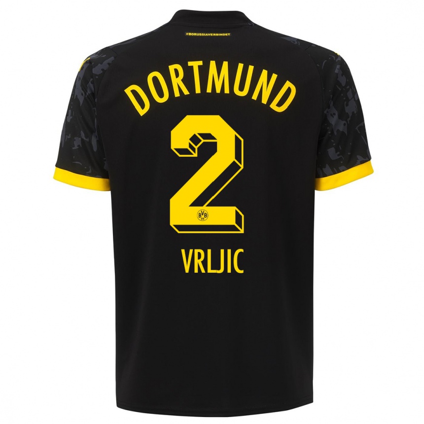 Moteriškas Daniel Vrljic #2 Juoda Išvykos Marškinėliai 2023/24 T-Shirt