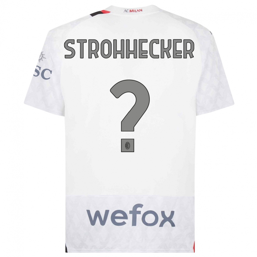 Moteriškas Riccardo Strohhecker #0 Baltas Išvykos Marškinėliai 2023/24 T-Shirt