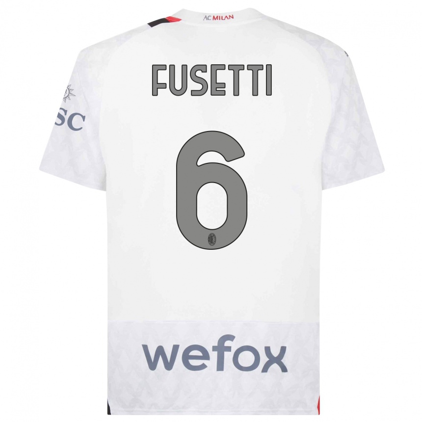 Moteriškas Laura Fusetti #6 Baltas Išvykos Marškinėliai 2023/24 T-Shirt