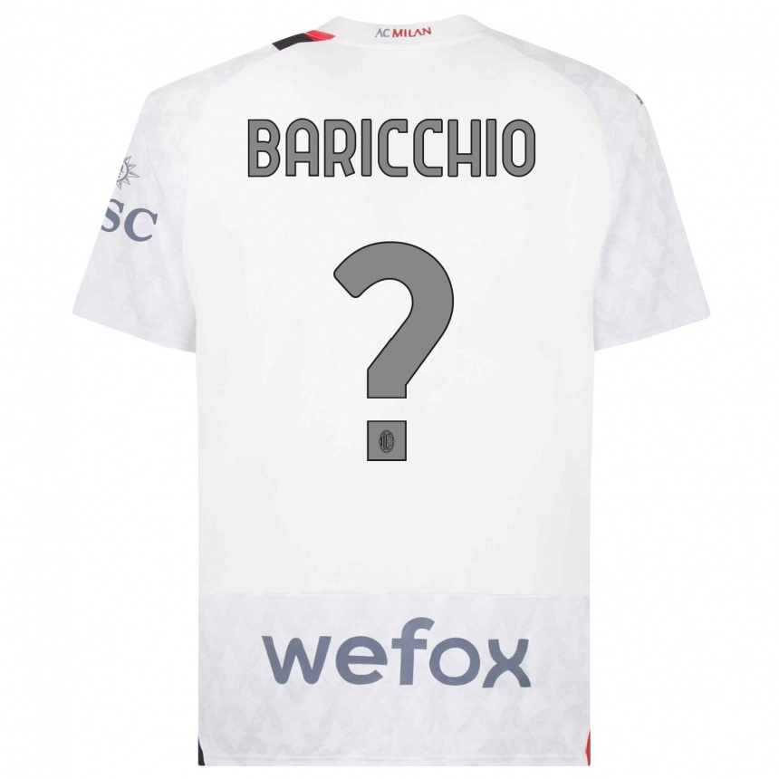 Moteriškas Luca Baricchio #0 Baltas Išvykos Marškinėliai 2023/24 T-Shirt