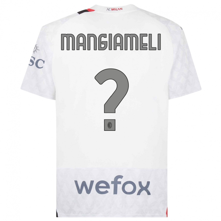 Moteriškas Federico Mangiameli #0 Baltas Išvykos Marškinėliai 2023/24 T-Shirt