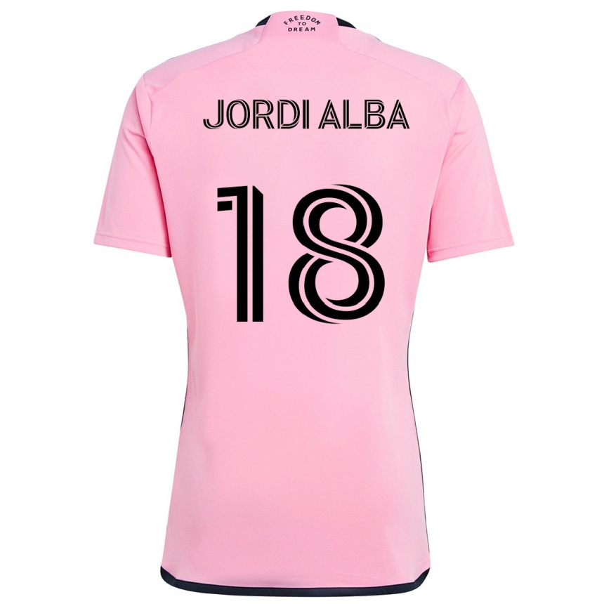 Vaikiškas Jordi Alba #18 Rožinis Namų Marškinėliai 2024/25 T-Shirt