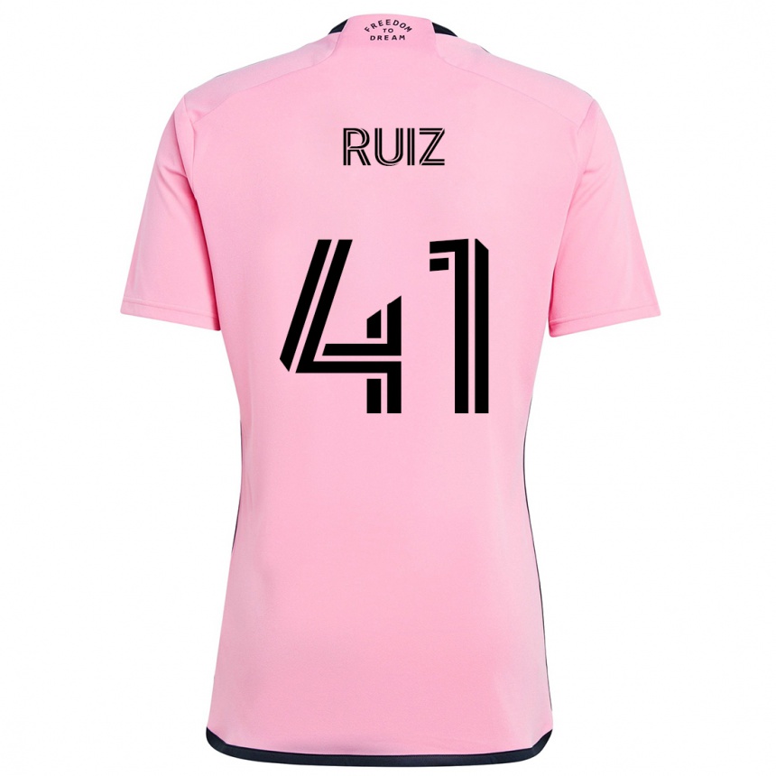 Vaikiškas David Ruíz #41 Rožinis Namų Marškinėliai 2024/25 T-Shirt