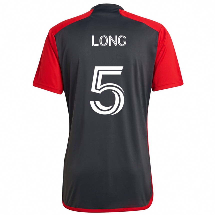 Vaikiškas Kevin Long #5 Pilka Raudona Namų Marškinėliai 2024/25 T-Shirt